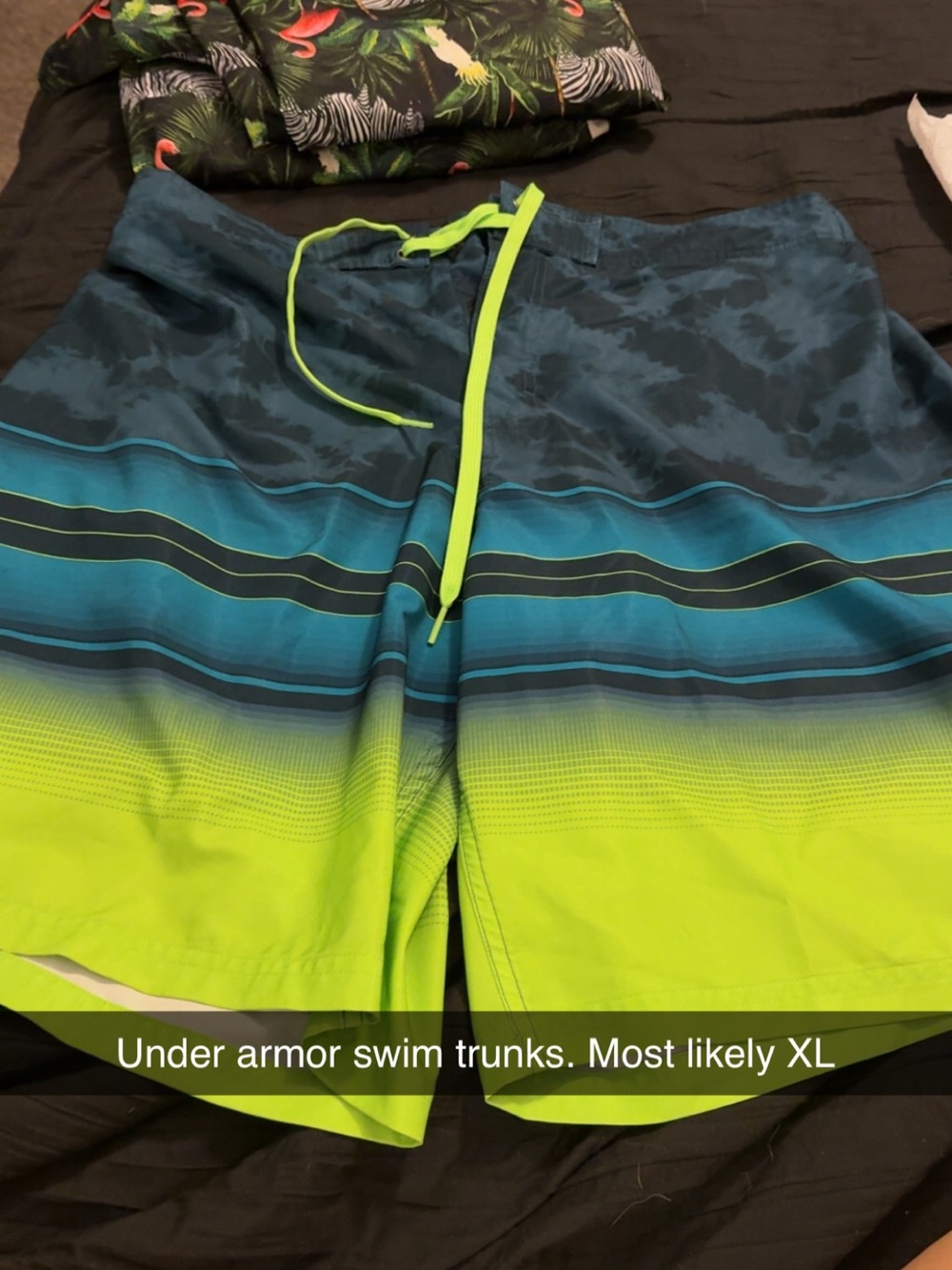 Under Armour Neon Green and Blue Gradient Swim Trunks